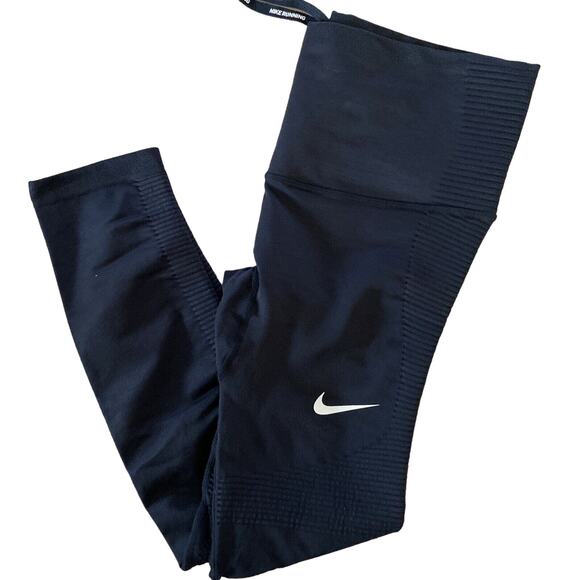 Nike Dri Fit Running Womens S Black Capri Leggings Pocket Mesh Detail Drawstring - Picture 8 of 8